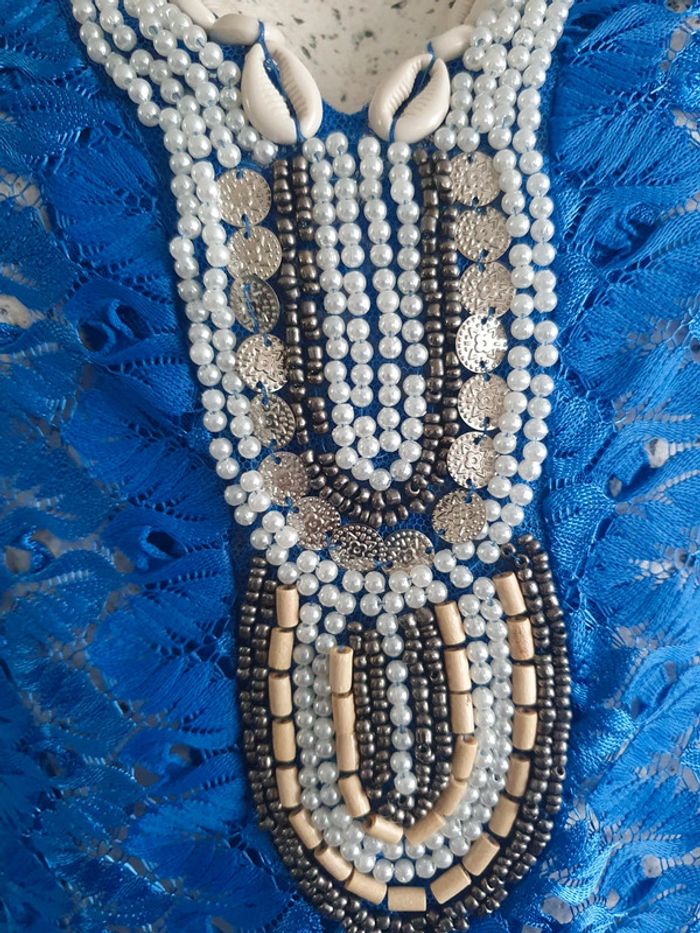 Tunique bleue col coquillages - photo numéro 2