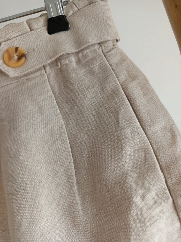 Short en lin beige taille élastique Camaïeu neuf avec étiquette - photo numéro 6