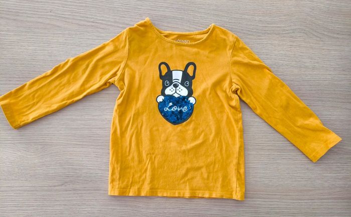 T-shirt fille 5 ans jaune chien - photo numéro 2