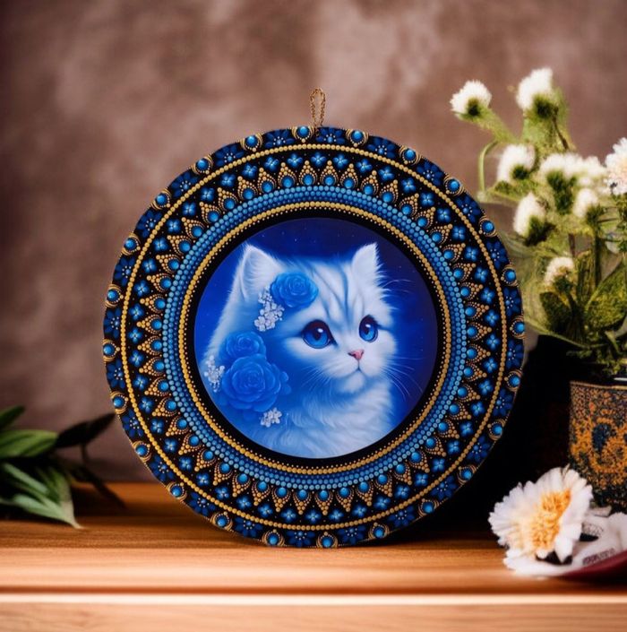 Décoration Murale Chat, Tableau Mandala - photo numéro 7