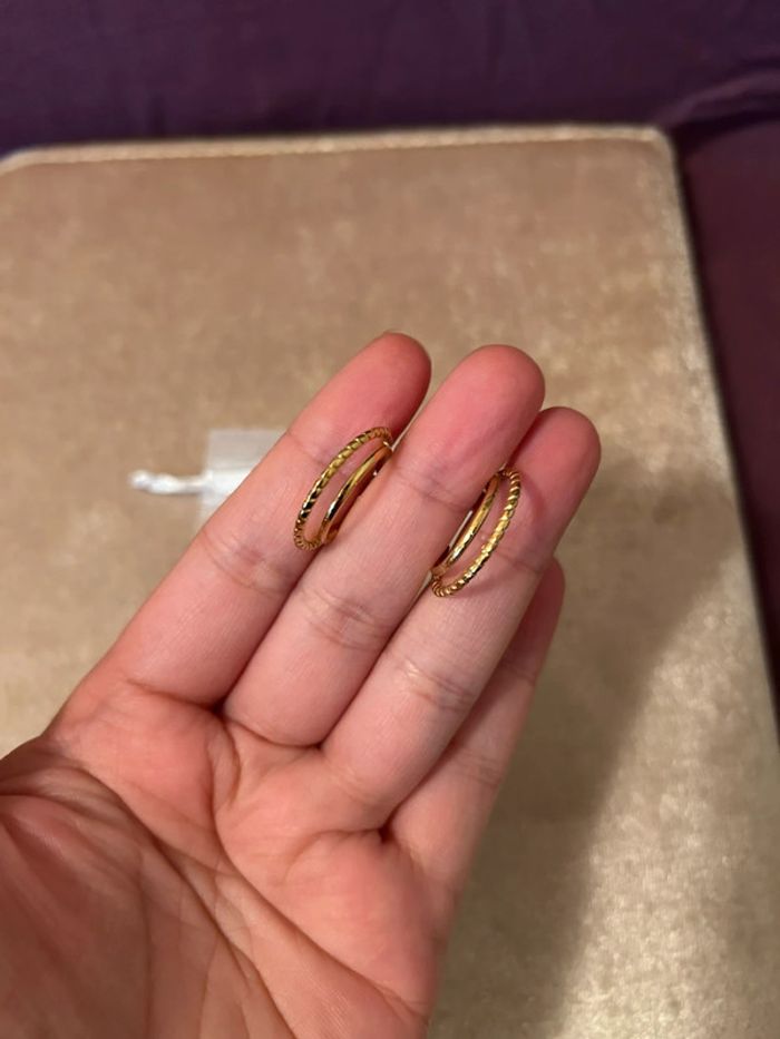 Boucles d’oreilles dorée en acier inoxydable - photo numéro 7