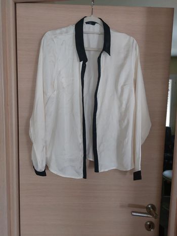 Chemise bicolore satiné noire creme