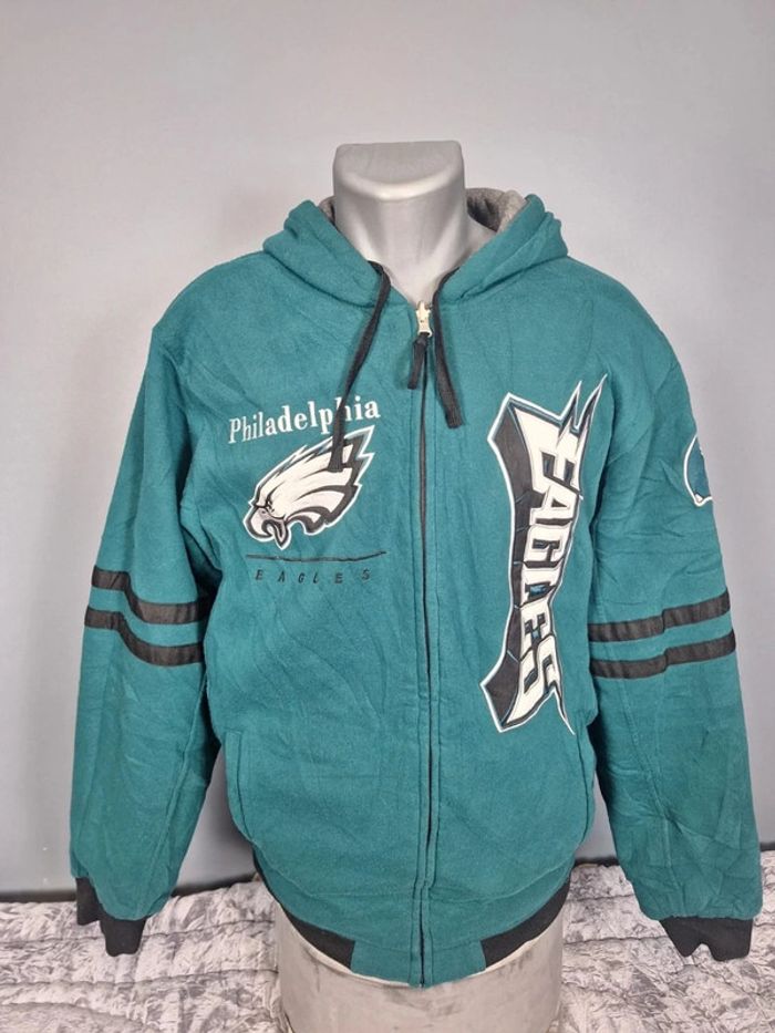 Veste epaisse à capuche nfl réversible homme / vert et gris taille L / brodé 244