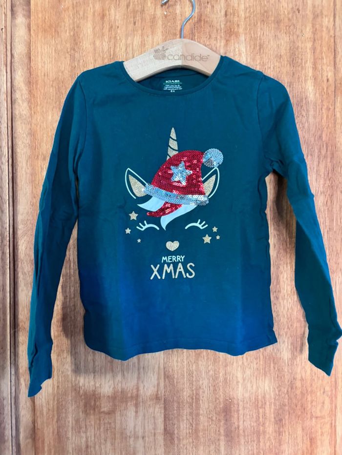 T-shirt licorne Noël à sequins