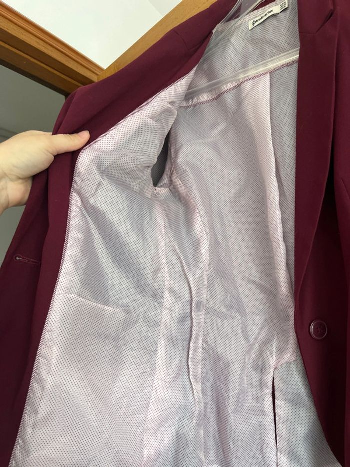 Blazer long bordeaux femme XS - photo numéro 3