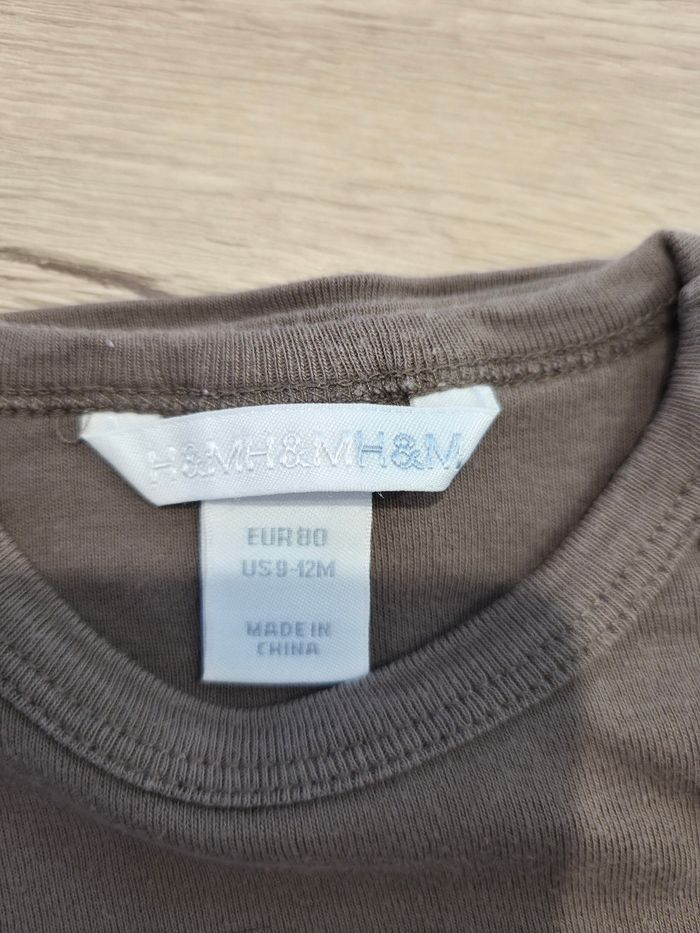 Tee-shirt manches courtes marron, H&M, 9-12 mois - photo numéro 5