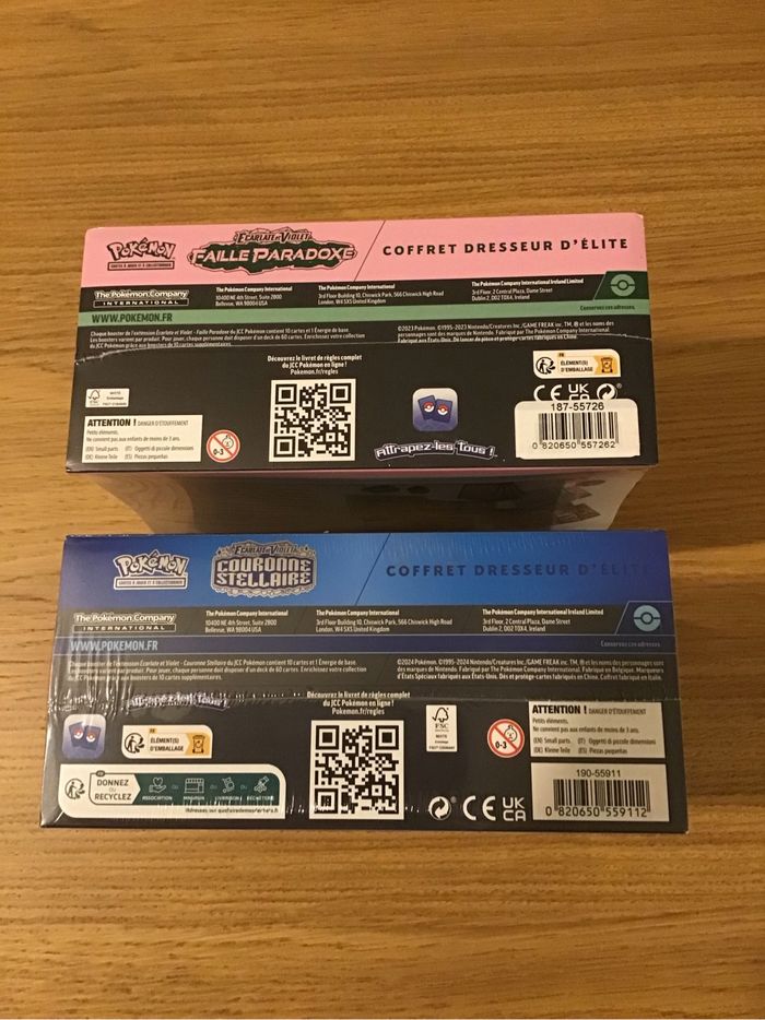 Lot deux ETB cartes Pokémon Faille paradoxe EV4 Couronne Stellaire EV7 neuf scellé collection - photo numéro 5