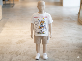 T shirt blanc imprimé Pret pour un match Taille 6 ans