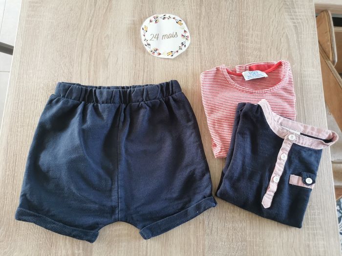 Ensemble d'été bébé garçon en taille 24mois kiabi, bougli bougla, lapin bleu tbe