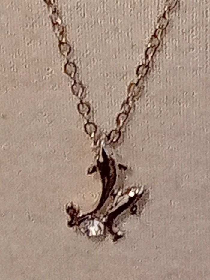 Pendentif Chaîne Double Dauphins Mignon Plaqué Argent Collection H&Co Dans sa boite - photo numéro 5