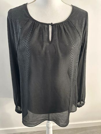 Blouse manches longues noire et argentée Etam T38