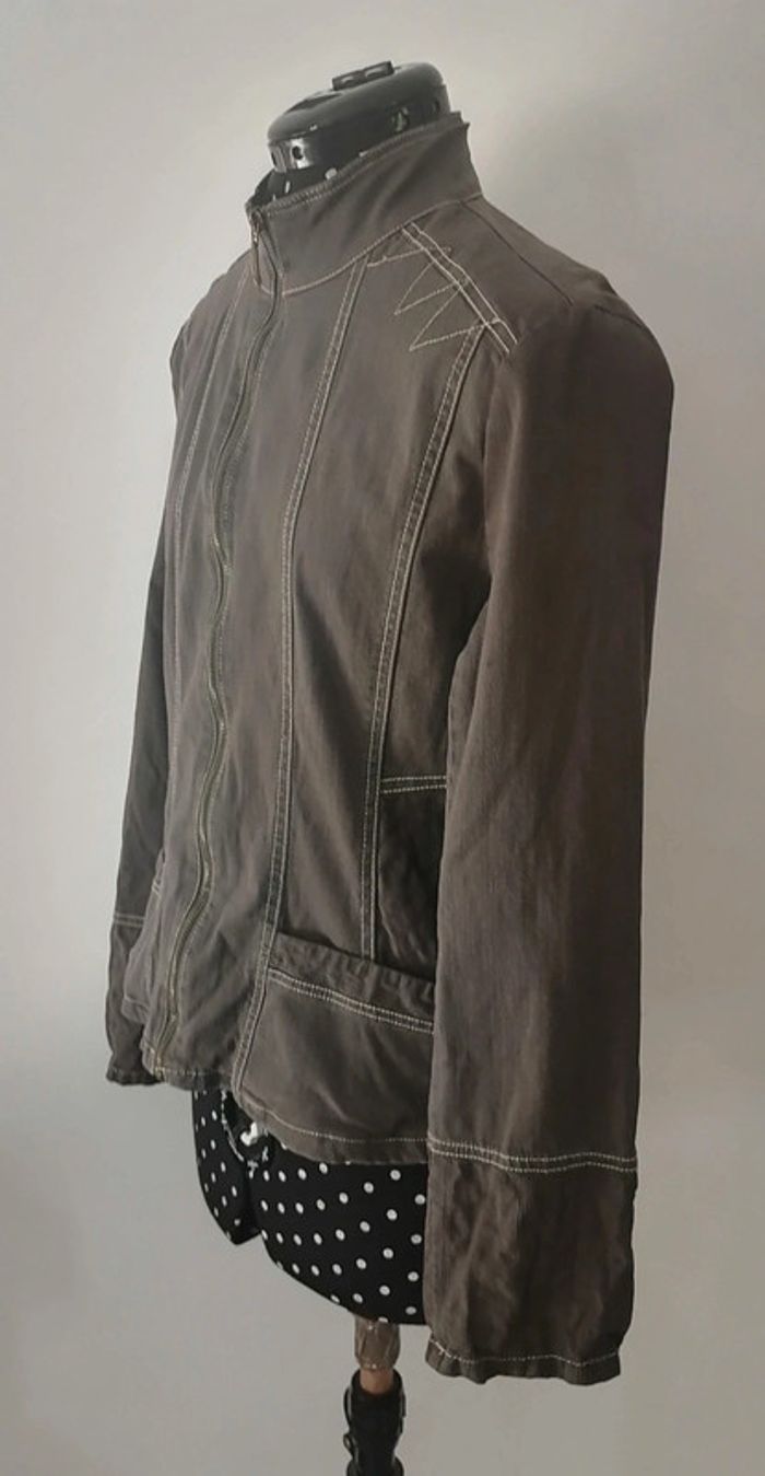 Veste / blazer en jean kaki Taille 44 XXL Jacqueline RIU - photo numéro 8
