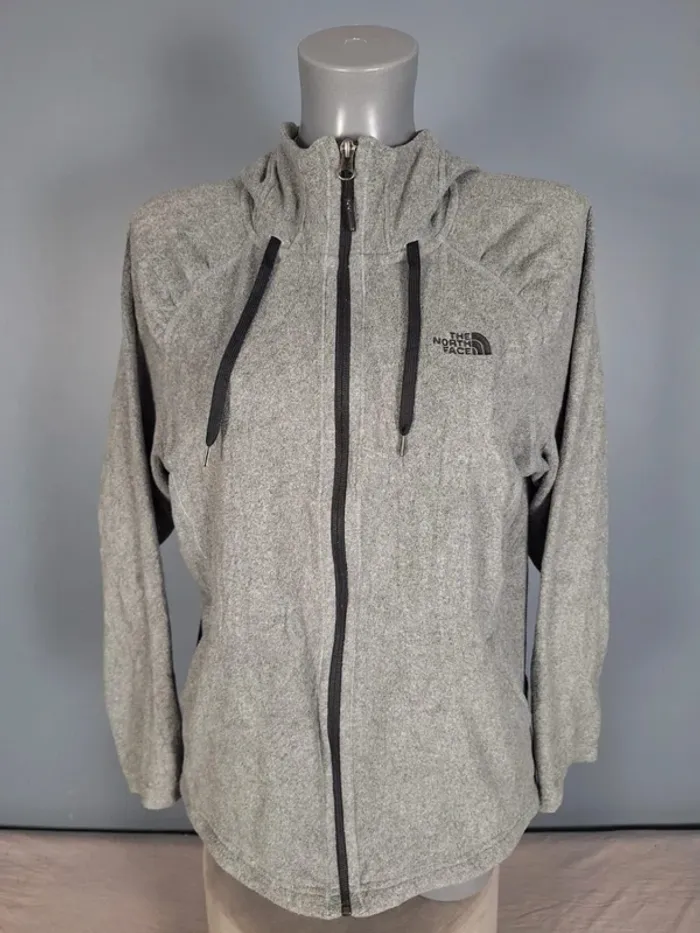 Veste polaire fine The North Face femme XL – Gris chiné – Capuche - brodé (616)