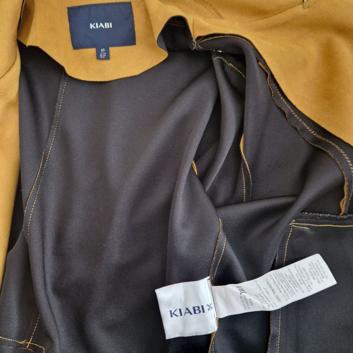 Veste Suédine Style Perfecto Moutarde, Taille 40 - photo numéro 5