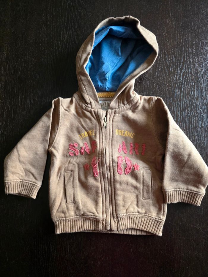 Lot de 2 vestes zippees a capuche en 9 mois - photo numéro 3
