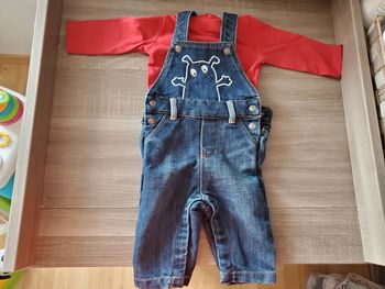 Ensemble salopette en jean et tee shirt, bébé garçon 6 mois