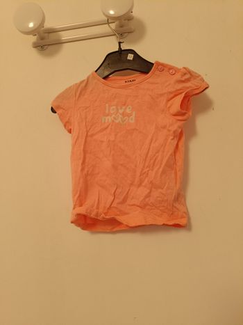 T-shirt corail Kiabi "Love Mood" | 9 mois