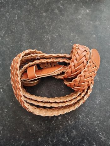 Neuve Ceinture décorative marron tressée sans trou préformé