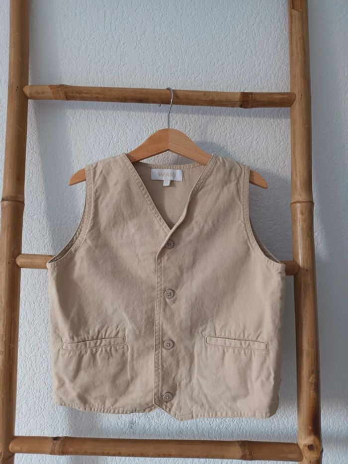 Gilet sans manches coloris beige lin 6 ans