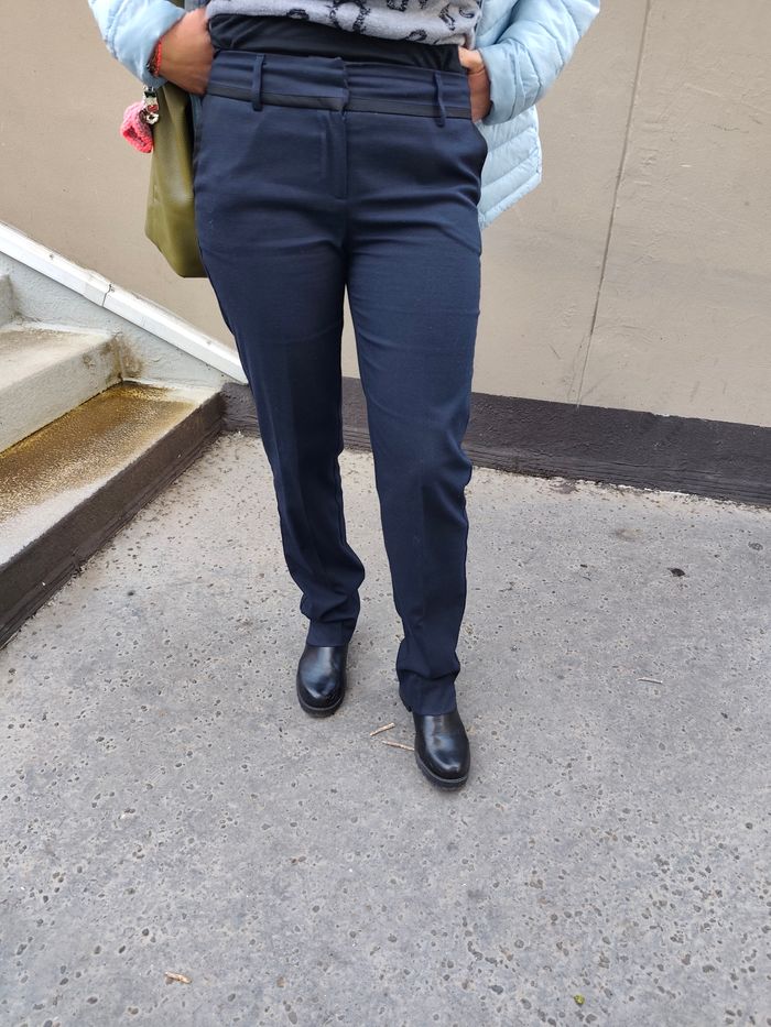 Pantalon camaïeu droit marine coton - photo numéro 2