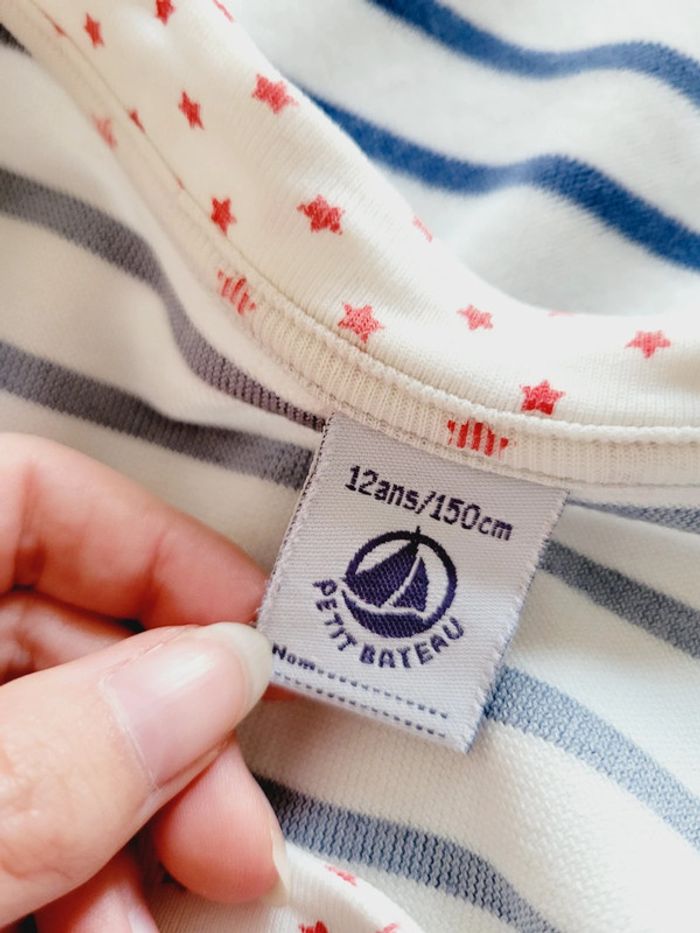 Haut pyjama marinière rayures bleu marine Petit bateau étoiles taille 12 ans 14 ans - photo numéro 6