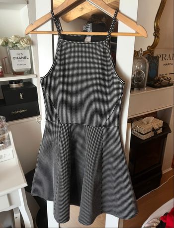 Robe patineuse à bretelles noire à pois blancs H&M T36 TBE 👗