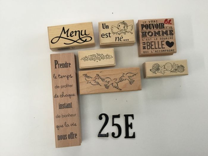 Lot tampons bois scrapbooking