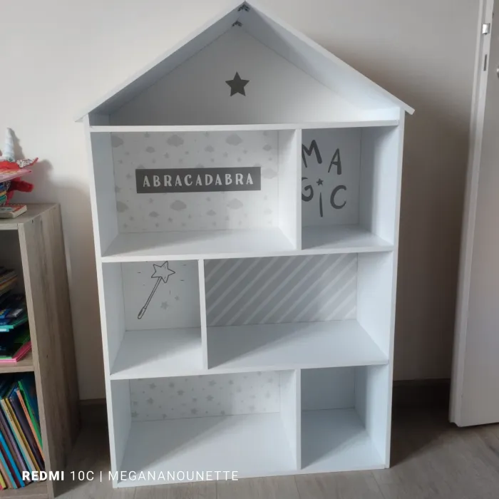 📚 Bibliothèque Maison Grise – Atmosphera – Très Bon État – Idéale Chambre Enfant - photo numéro 2