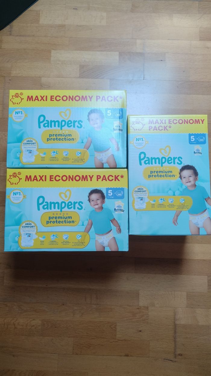 3 maxis economy packs Pampers premium protection taille 5