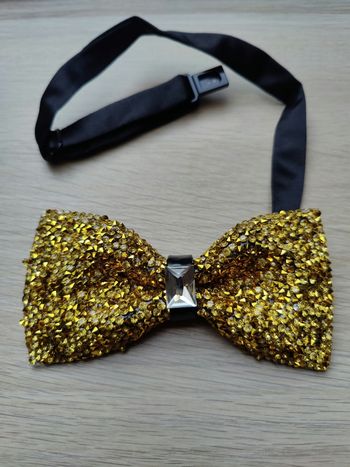 Nœud papillon paillettes doré jaune 