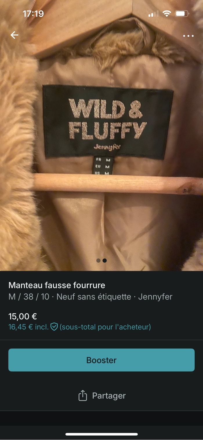 Manteau fausse fourrure marron - photo numéro 2