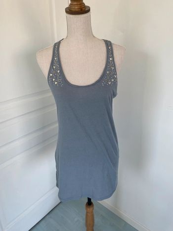 Débardeur long bleu gris