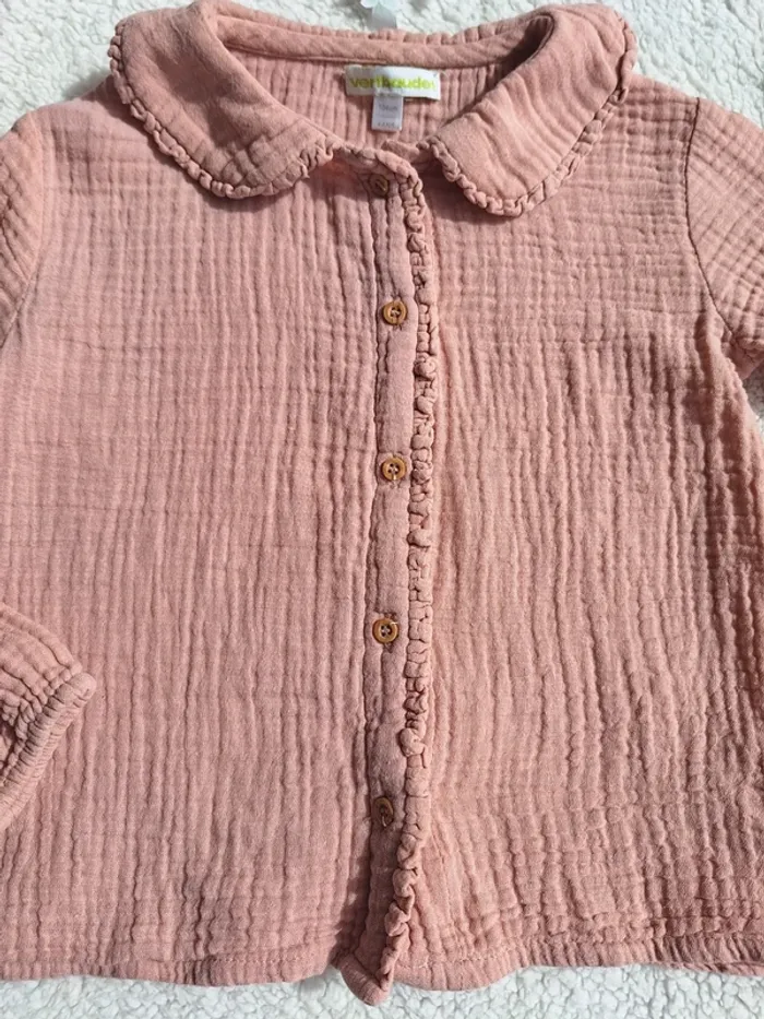 Blouse doublée gaze rose - photo numéro 3