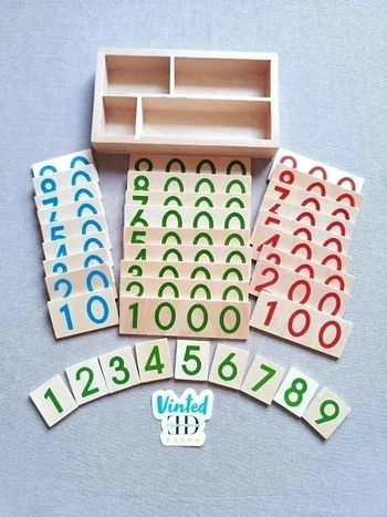 Cartes en Bois des Nombres de 1 à 9999 Montessori