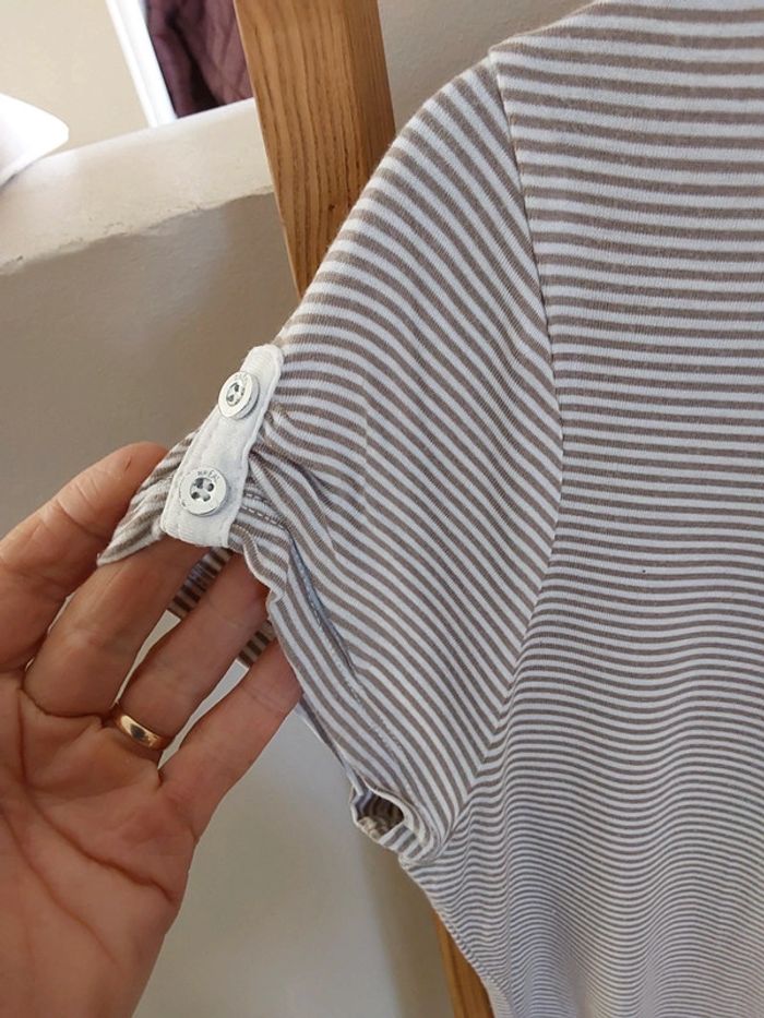 Tee shirt rayé beige et blanc Patrice Breal T38 - photo numéro 3