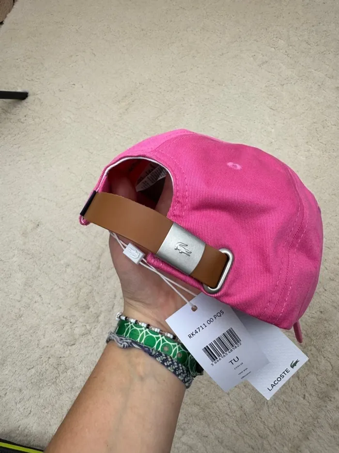 Casquette Lacoste Rose Fuchsia Logo Brodé Neuve - photo numéro 5