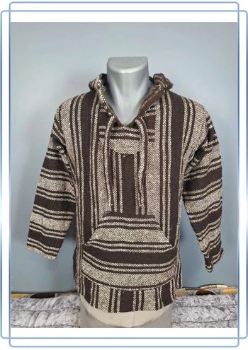 sweat a capuche / Hoodie/baja/poncho mexicain - taille S - homme - bicolore / fait main (286)