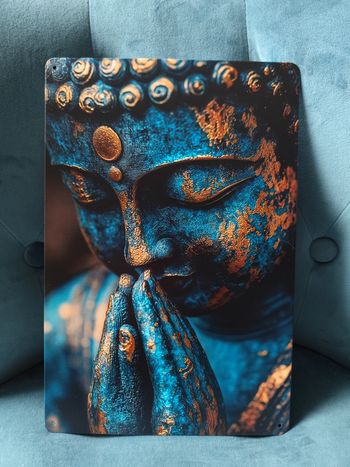 Plaque métal bouddha neuve 20x30cm