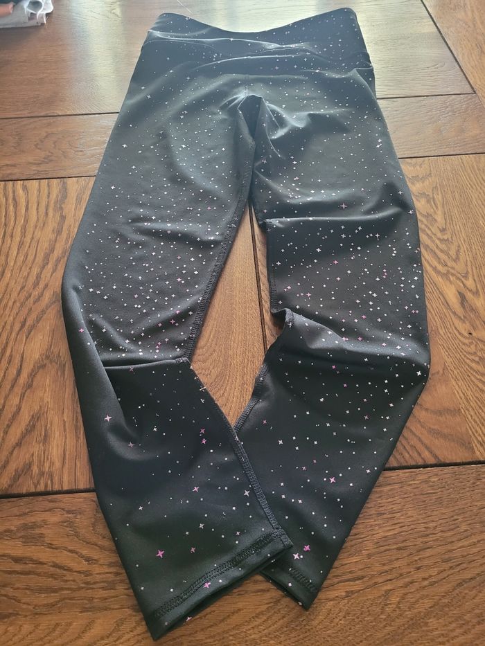 Legging XS puma noir motifs fushia argenté - photo numéro 3