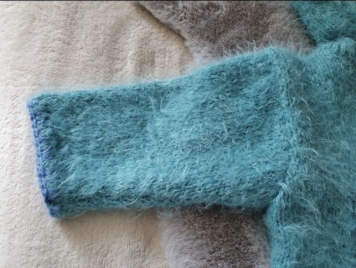 Pull en laine fait main turquoise 12 mois - photo numéro 4