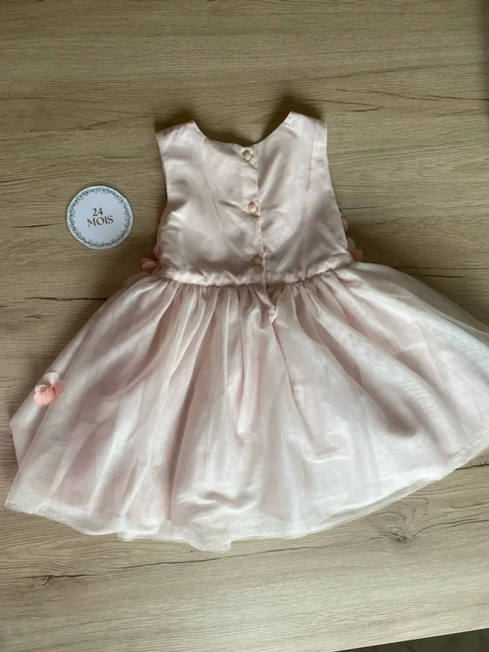 Robe de cérémonie rose tulle fleurs bébé fille 24 mois H&M - photo numéro 4