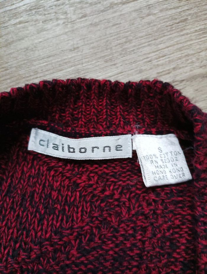Pull en maille torsadée Claiborne– Taille S - Bordeaux / Noir - photo numéro 2