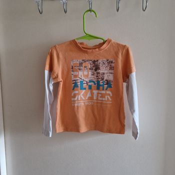 3 ans tee-shirt corail et  blanc