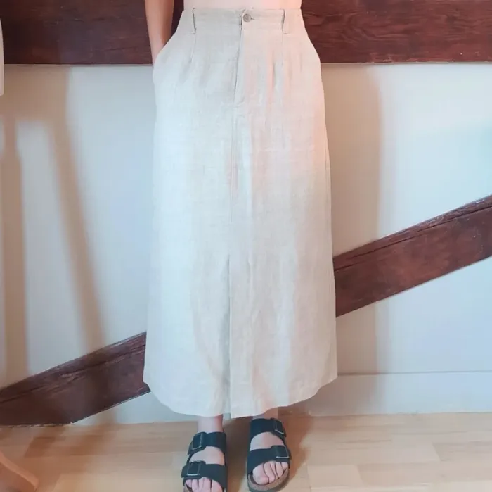 Jupe lin épais beige Autre Ton - photo numéro 3