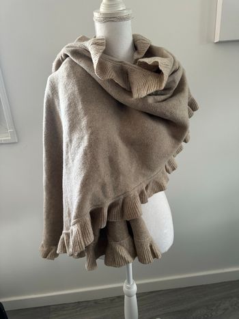 Écharpe châle en laine oversize beige crème La fée Maraboutée 70x220cm