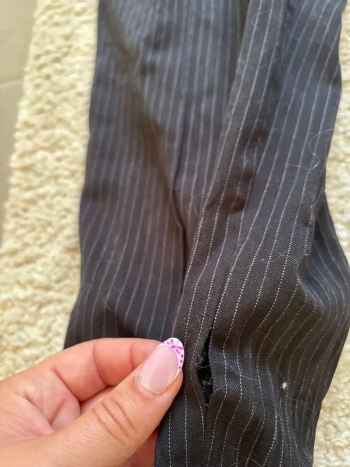pantalon noir à rayures mango taille M - photo numéro 7