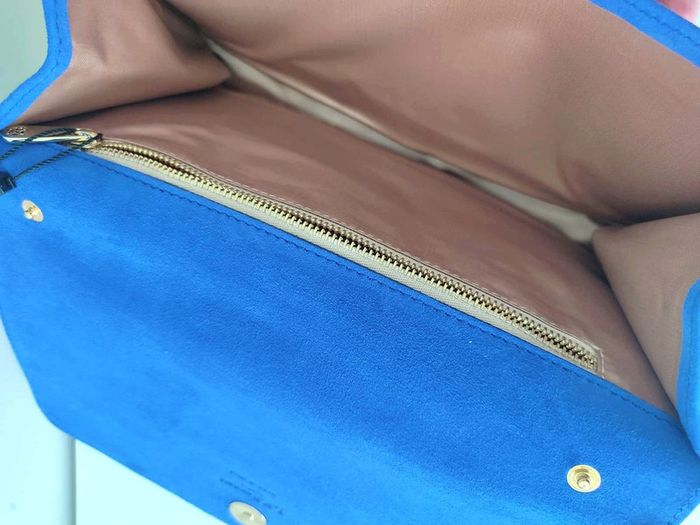 Sac à main LK Bennett pochette en cuir suède Blue Indigo - NEUF - photo numéro 10