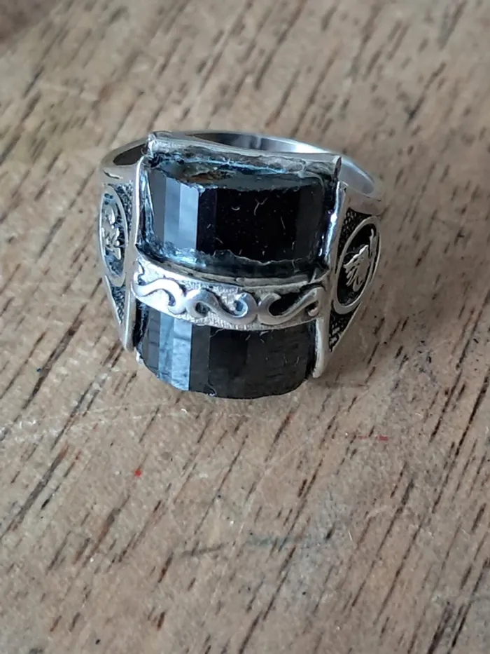 Bague en argent 925 et onyx vintage