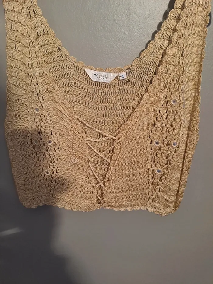 Débardeur femme moutarde en crochet - Marque Mystic - Taille 38 - État neuf. - photo numéro 5