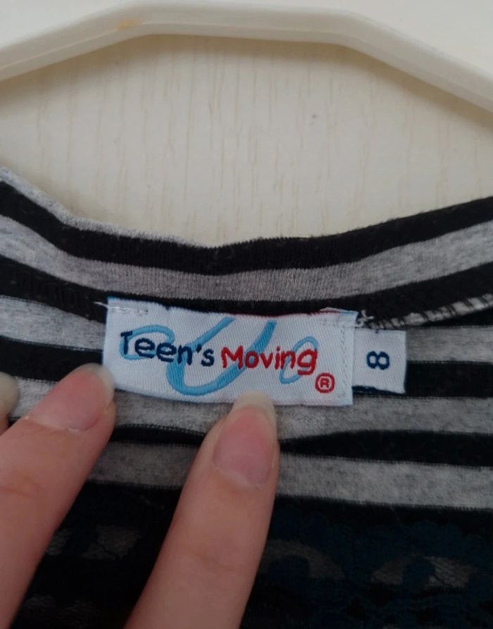 Haut a manche longue noir et gris fille 8 ans Teen's moving - photo numéro 4